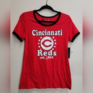 NWT Cincinnati Reds 5th & Ocean by New Era Women's Slub Jersey Scoop Neck Size M